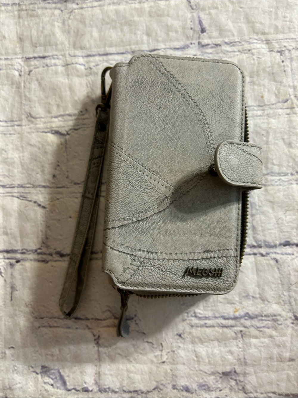 MEGSHI GREY PATCHWORK STYLE WALLET WITH COIN POCKET MIRROR AND ID SLOT & CARDS